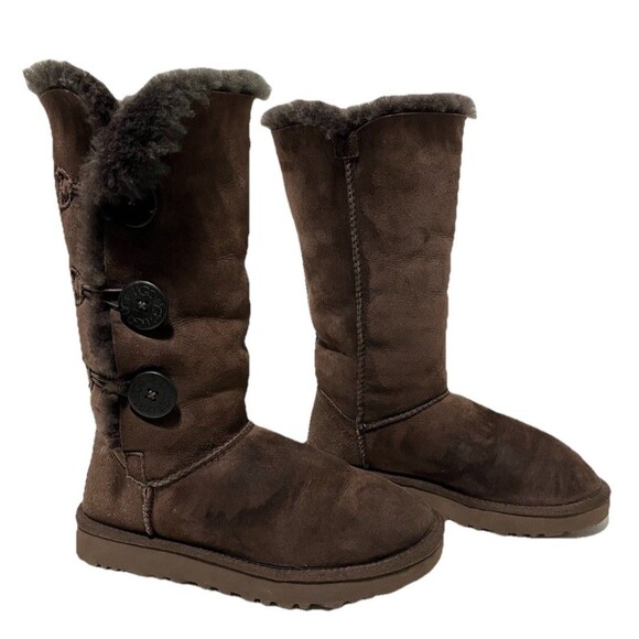 UGG Boots Bailey Button Classic Tall Boots 1873 Button Black Triplet Size 6 Uggs - Picture 1 of 9